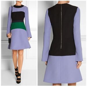 Marni Colorblock Cady Bell Crepe Dress Long Sleeve Sz 40 US 4